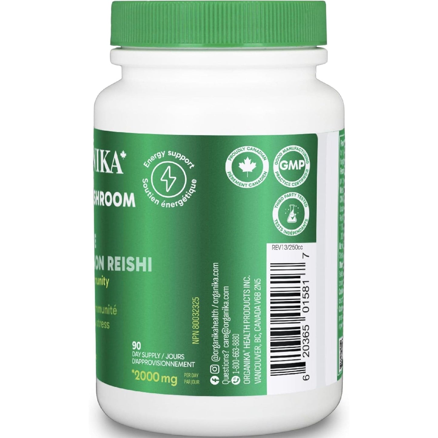 90 Vegetarian Capsules | Organika Reishi Mushroom Extract