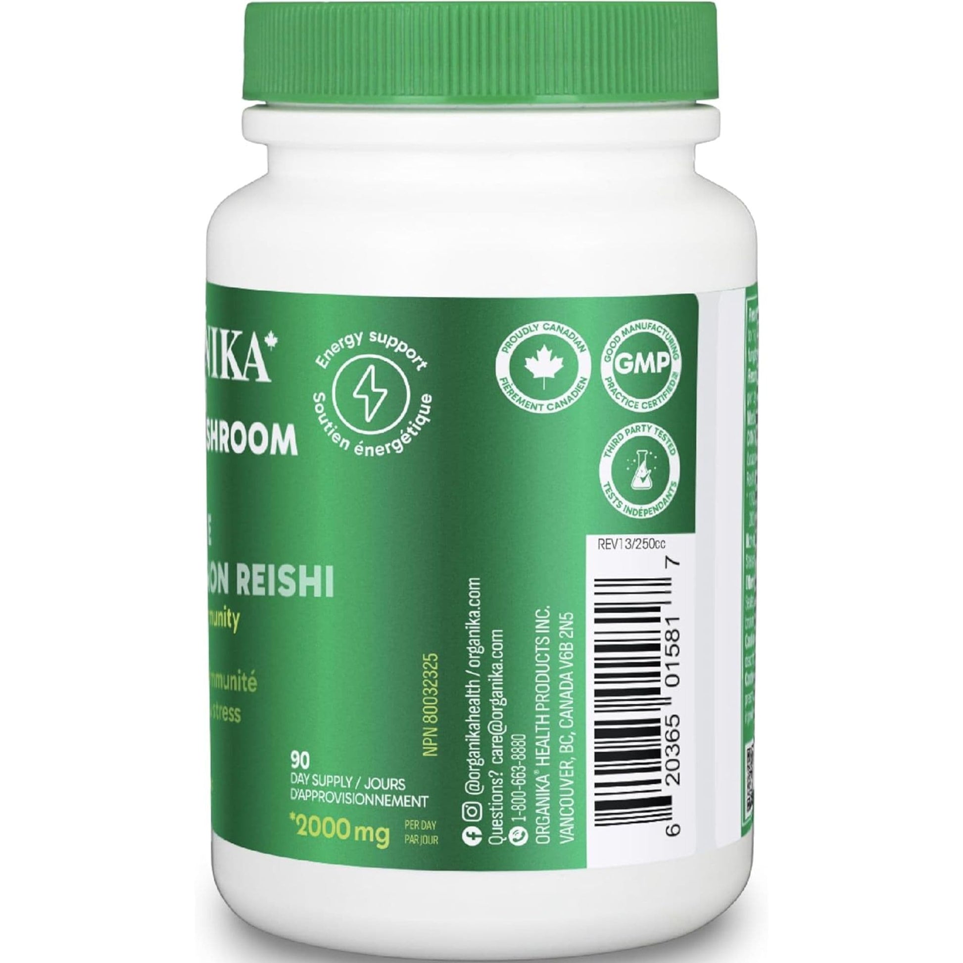 90 Vegetarian Capsules | Organika Reishi Mushroom Extract