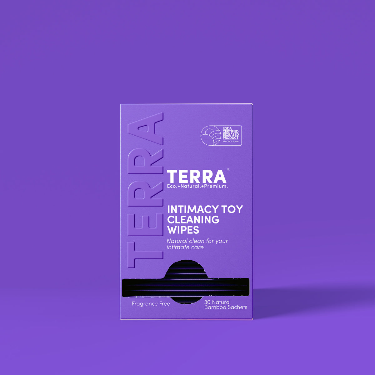 Terra Intimate Toy Cleaning Wipes, Individually Wrapped Wipes for Body-Safe Toys, 30 Count