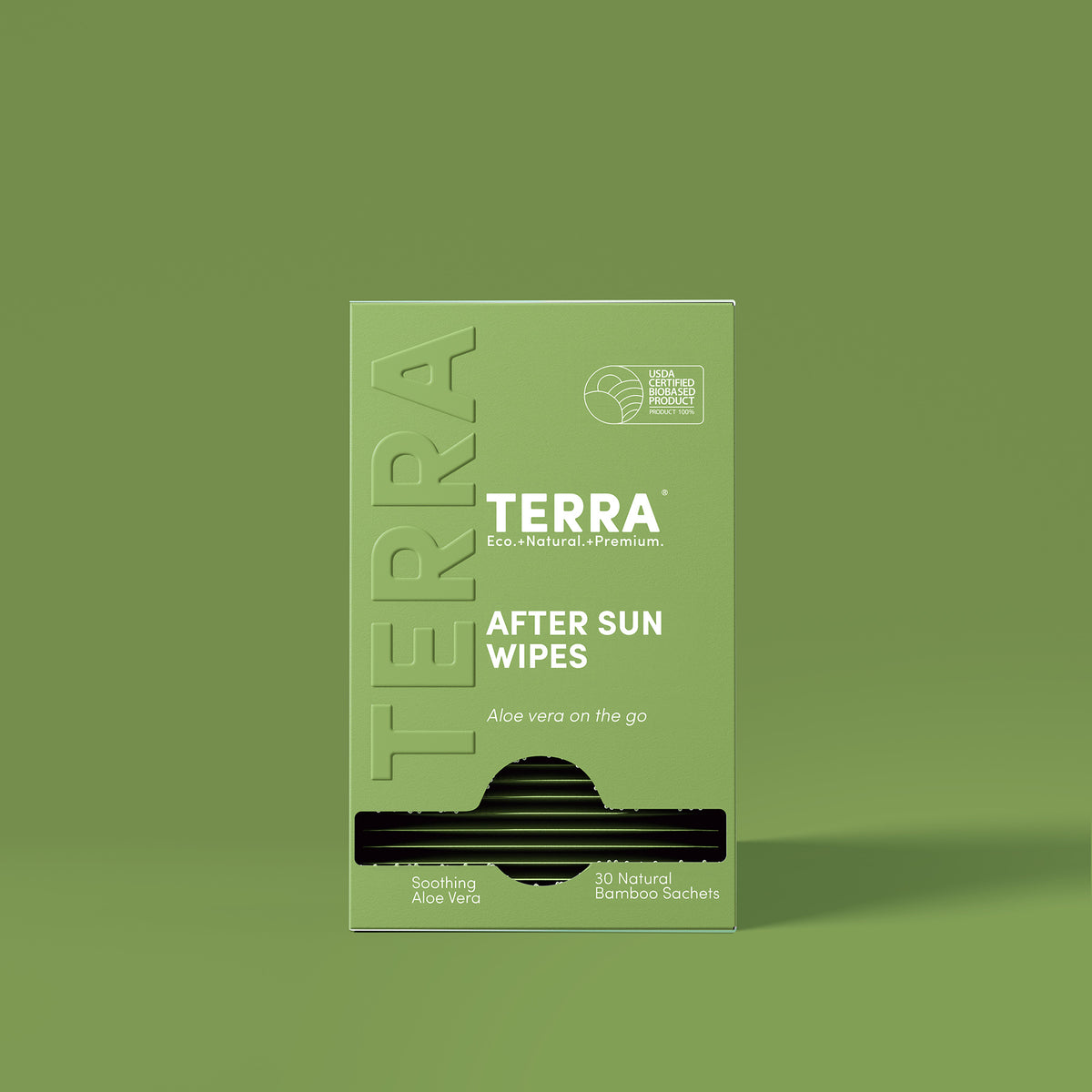 Terra After Sun Wipes, Cooling Aloe Leaf Bamboo Wipes, Single Sachets, 30 Count