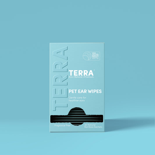 Terra Pet Ear Wipes for Dogs and Cats with Aloe Vera and Witch Hazel, Alcohol-Free, 30 Count
