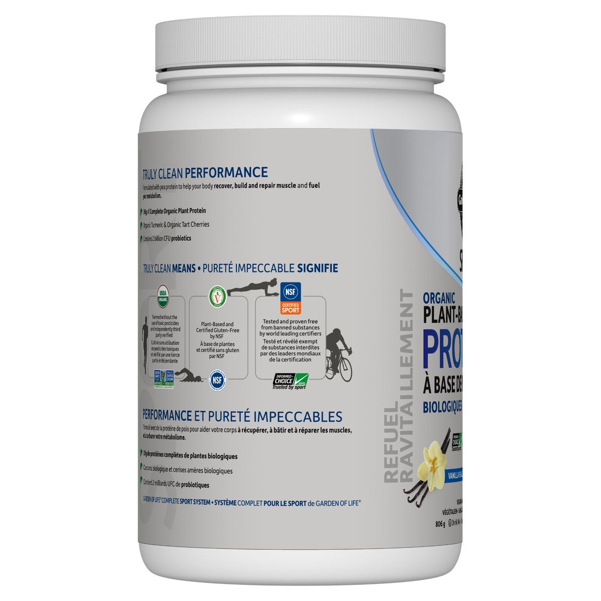 Garden of Life Sport Organic Plant-Based Protein, Vanilla, 806g - left side