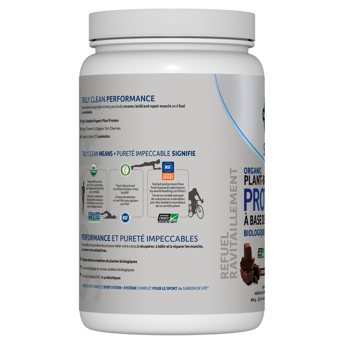 Garden of Life Sport Organic Plant-Based Protein, Chocolate, 840g - left side