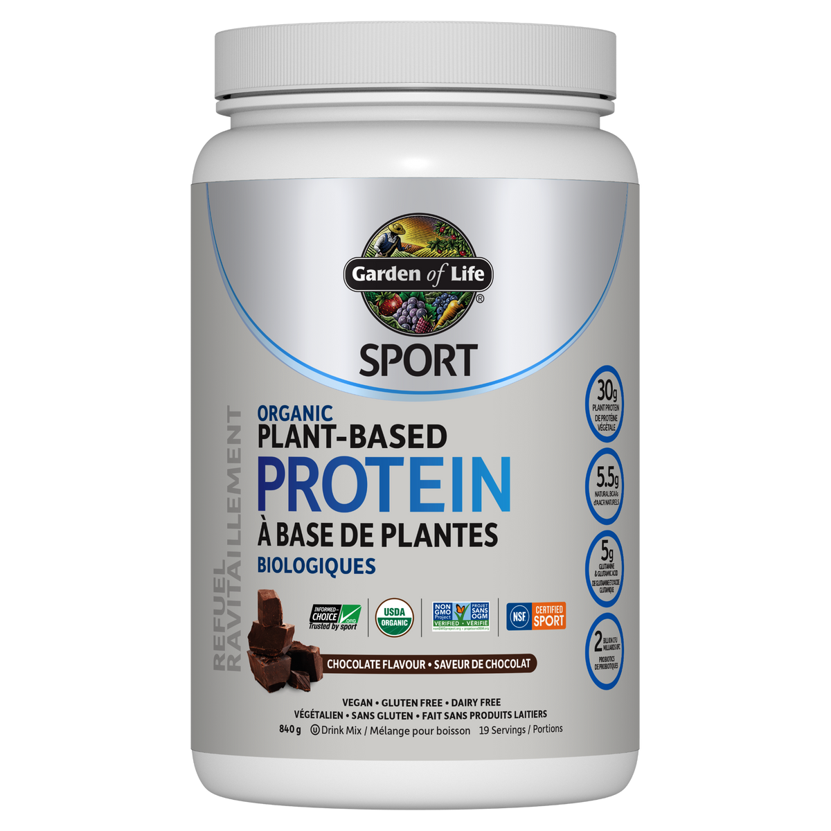 Garden of Life Sport Organic Plant-Based Protein, Chocolate, 840g