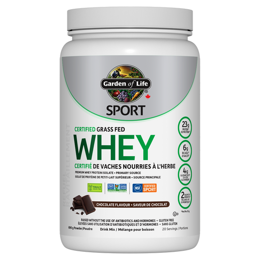 Garden of Life Sport Certified Grass Fed Whey Protein, Chocolate, 690g