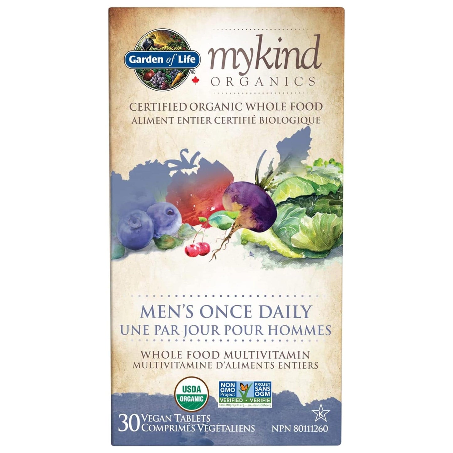 30 Vegan Tablets | Garden of Life Mykind Organics Mens Once Daily Multivitamin