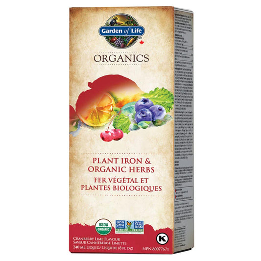 Cranberry Lime 240 mL | Garden of Life My Kind Organics Plant Iron and Organic Herbs 240mL // Cranberry Lime flavour
