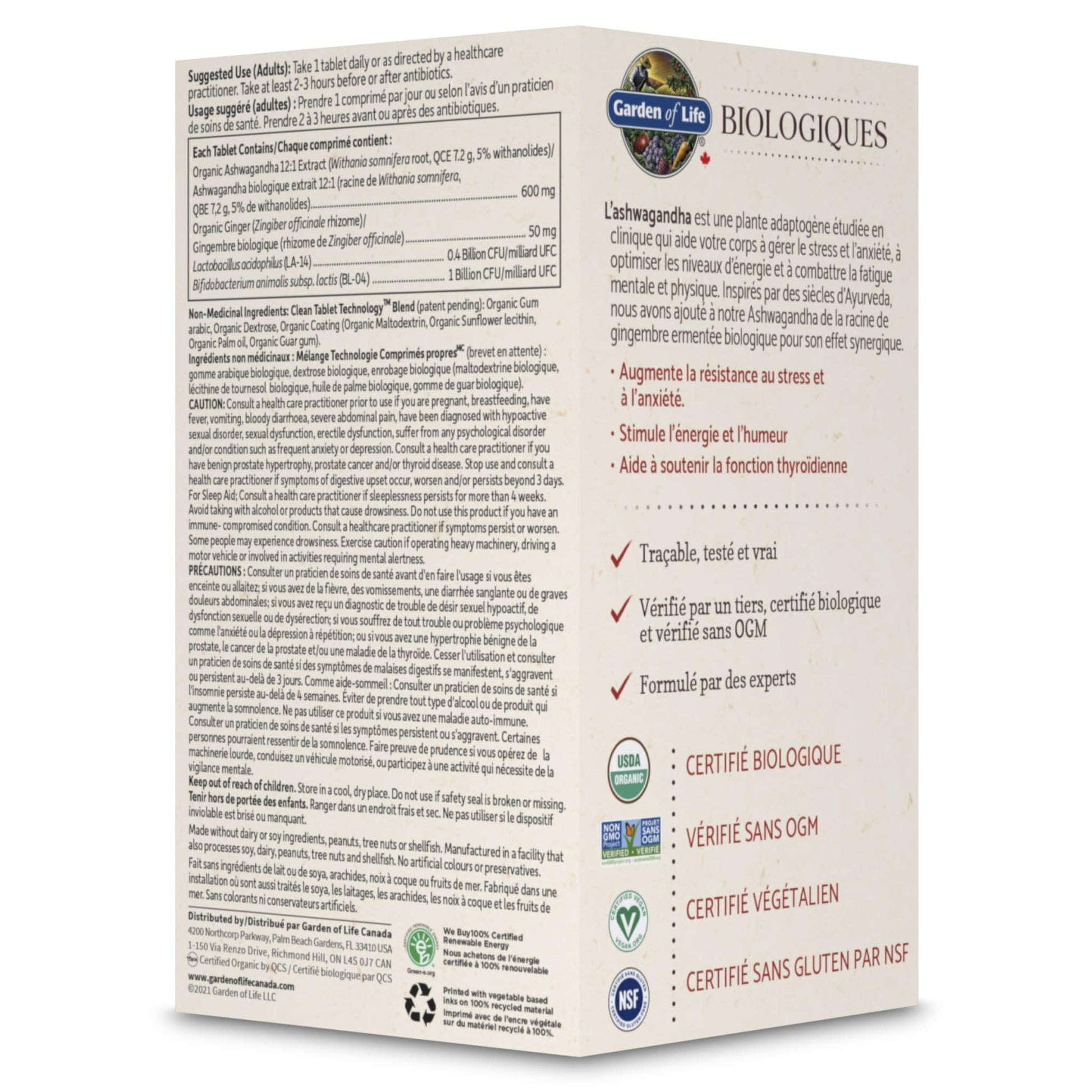 60 Vegan Tablets | Garden of Life Organics Ashwagandha