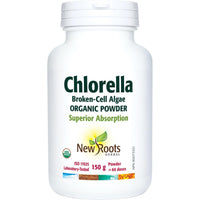 New Roots Chlorella Powder, Certified Organic Chlorella Powder (Deep Green, Broken-Cell), 150-454g