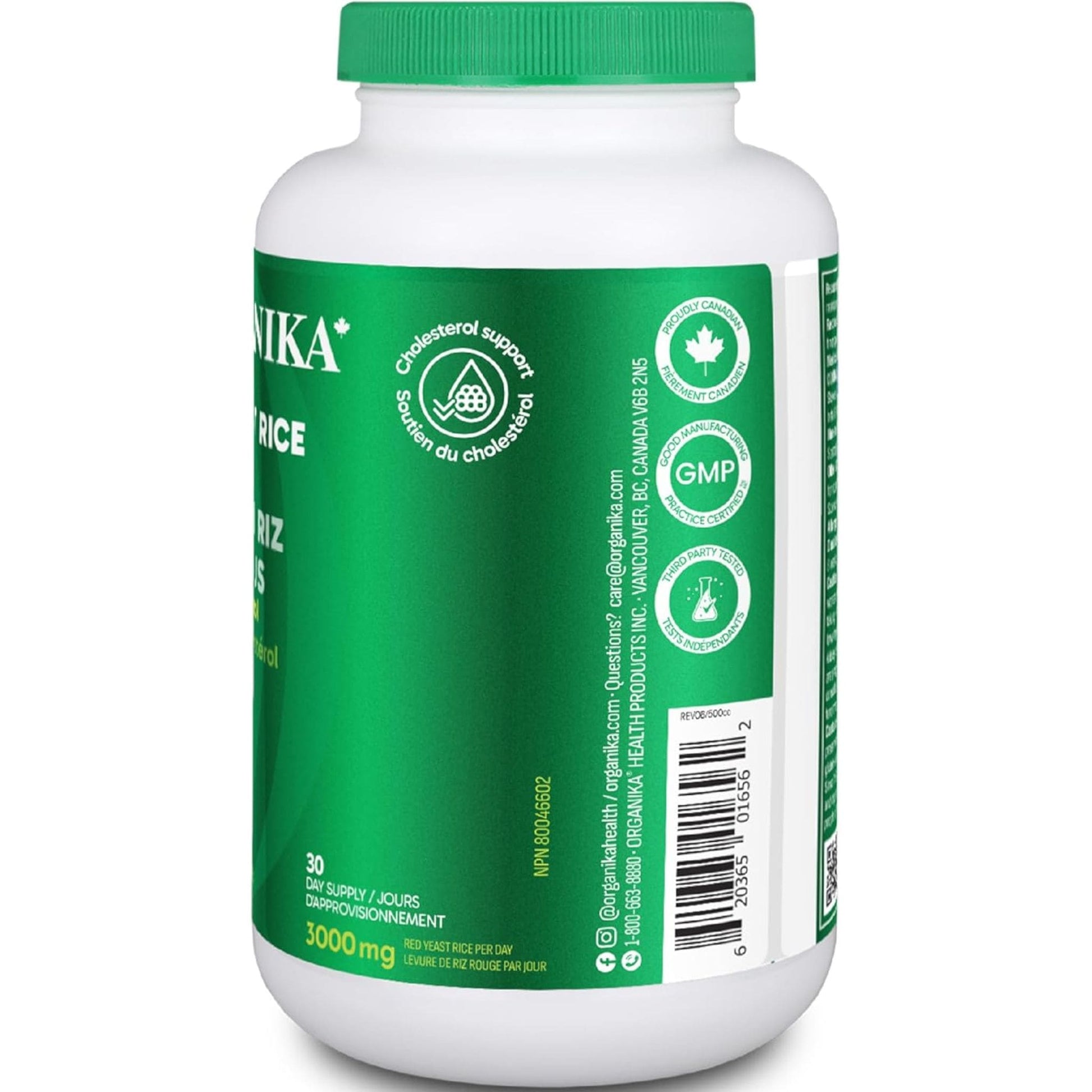 180 Vegetarian Capsules | Organika Red Yeast Rice Plus