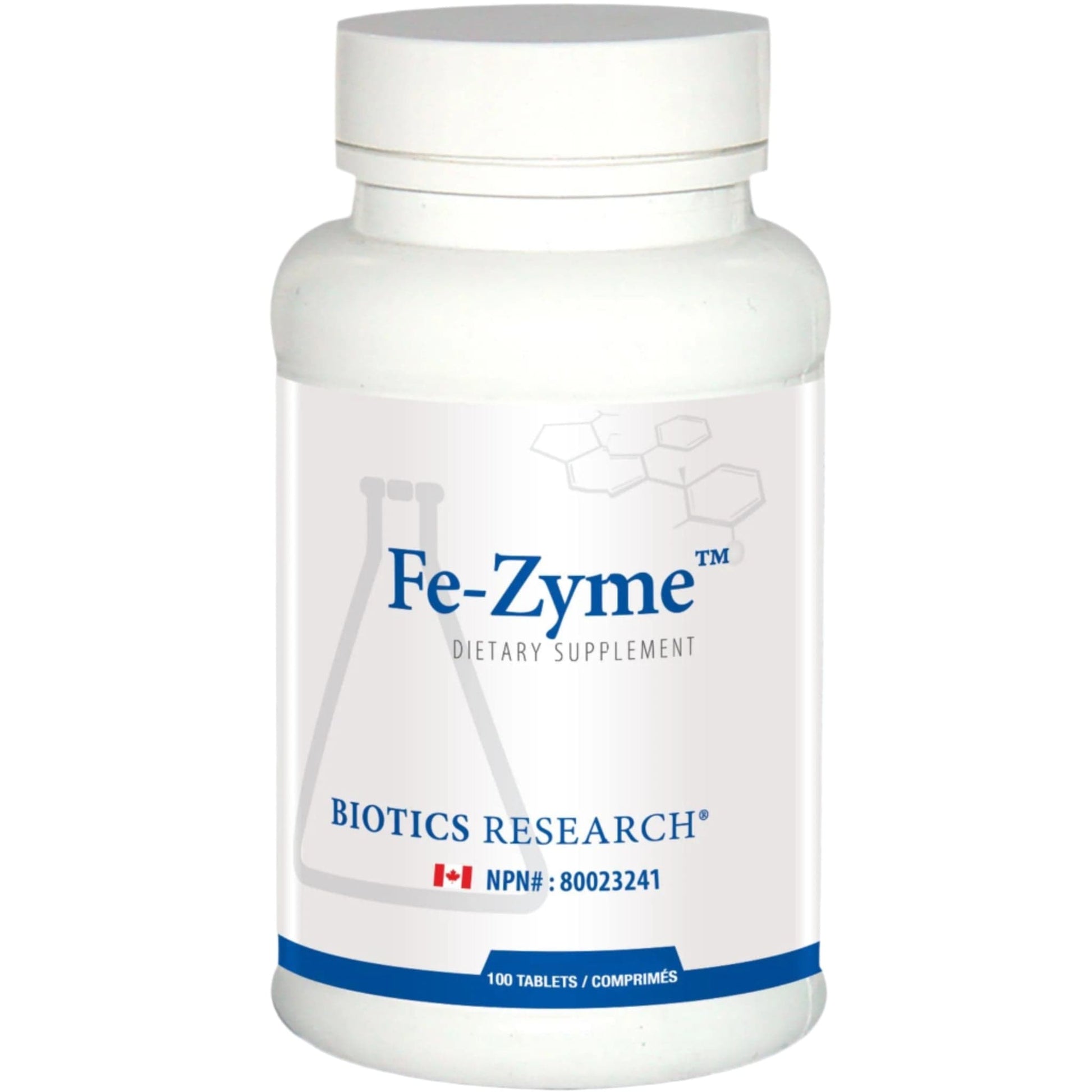100 Tablets | Biotics Research Fe-Zyme (Ferrous Gluconate)