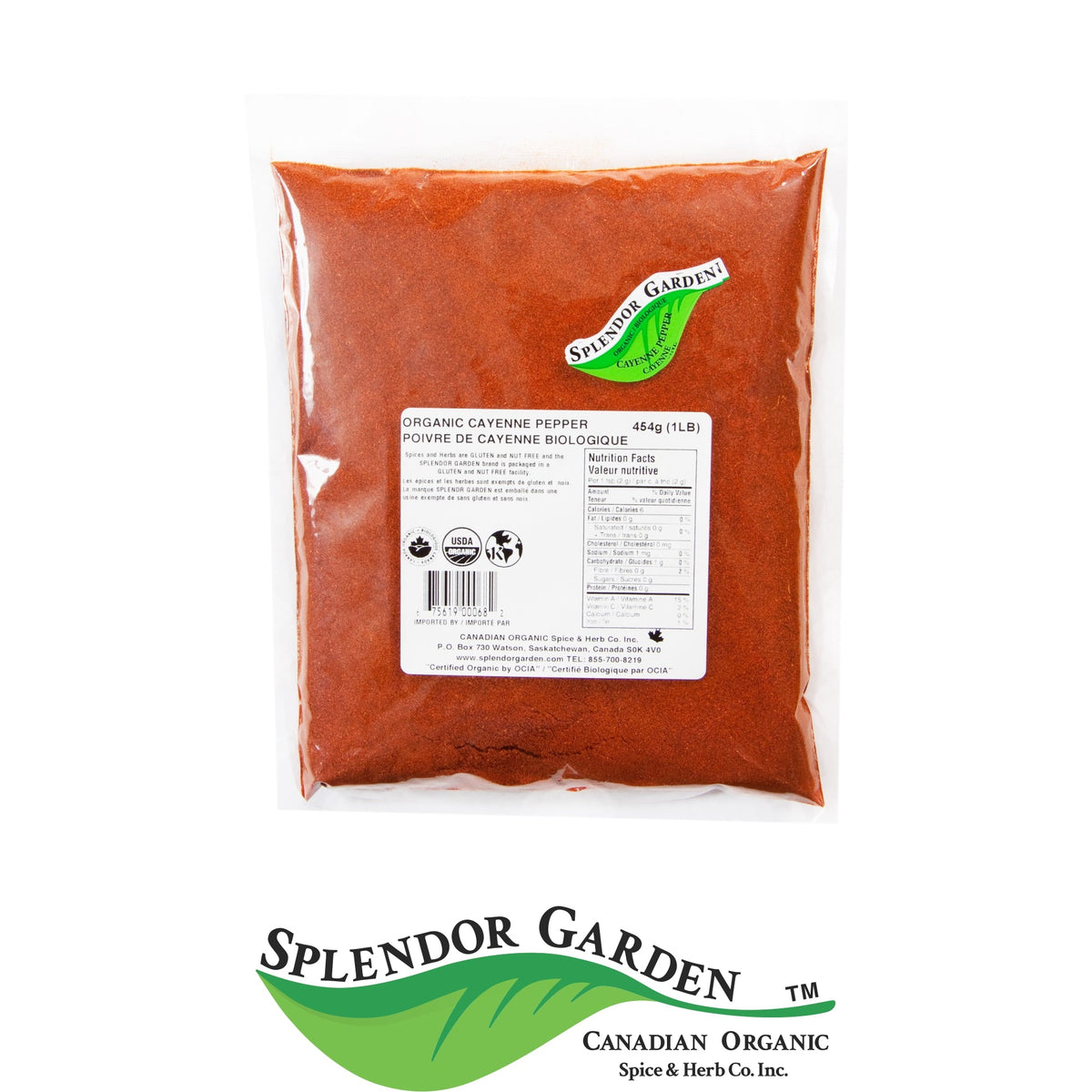 Splendor Garden Organic Cayenne Pepper, Ground, 454g Bulk Bag