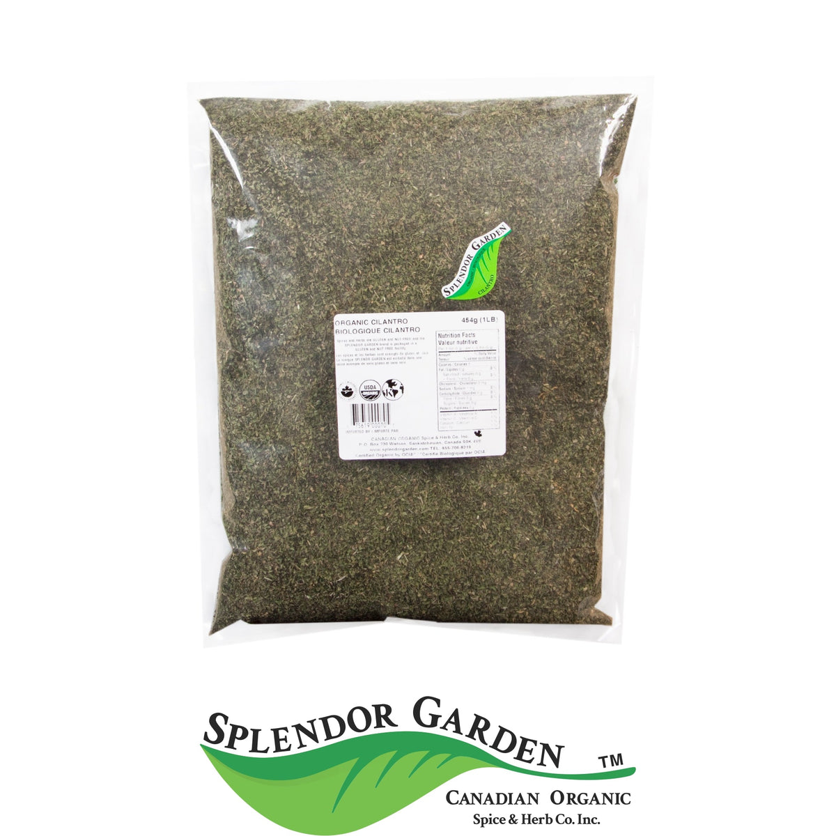 Splendor Garden Organic Cilantro, Dried Leaf, 454g Bulk Bag