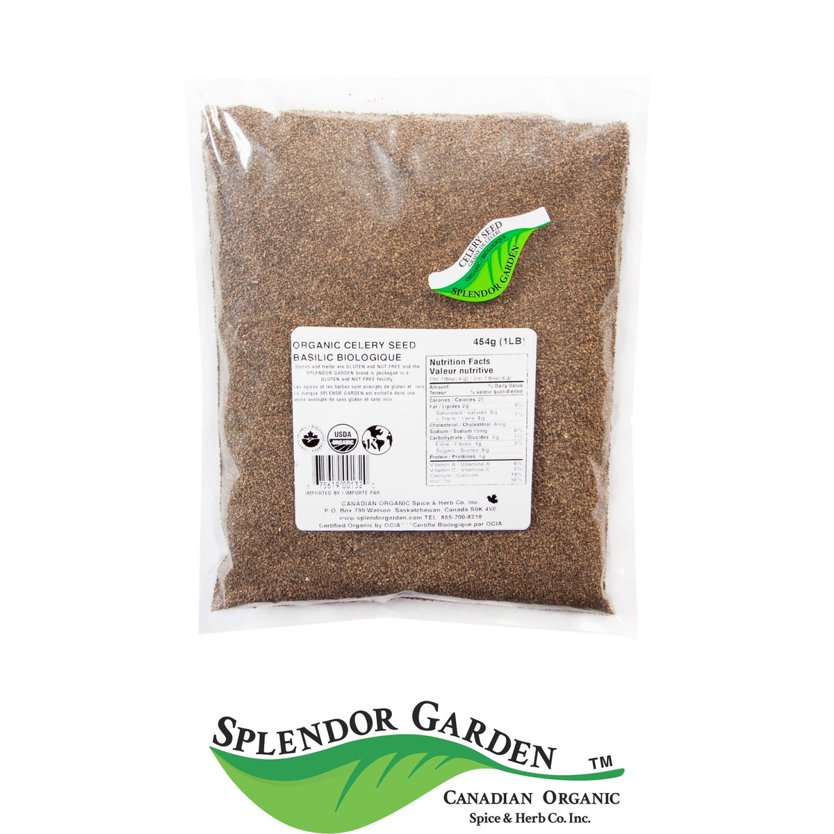 Splendor Garden Organic Celery Seed, Whole, 454g Bulk Bag