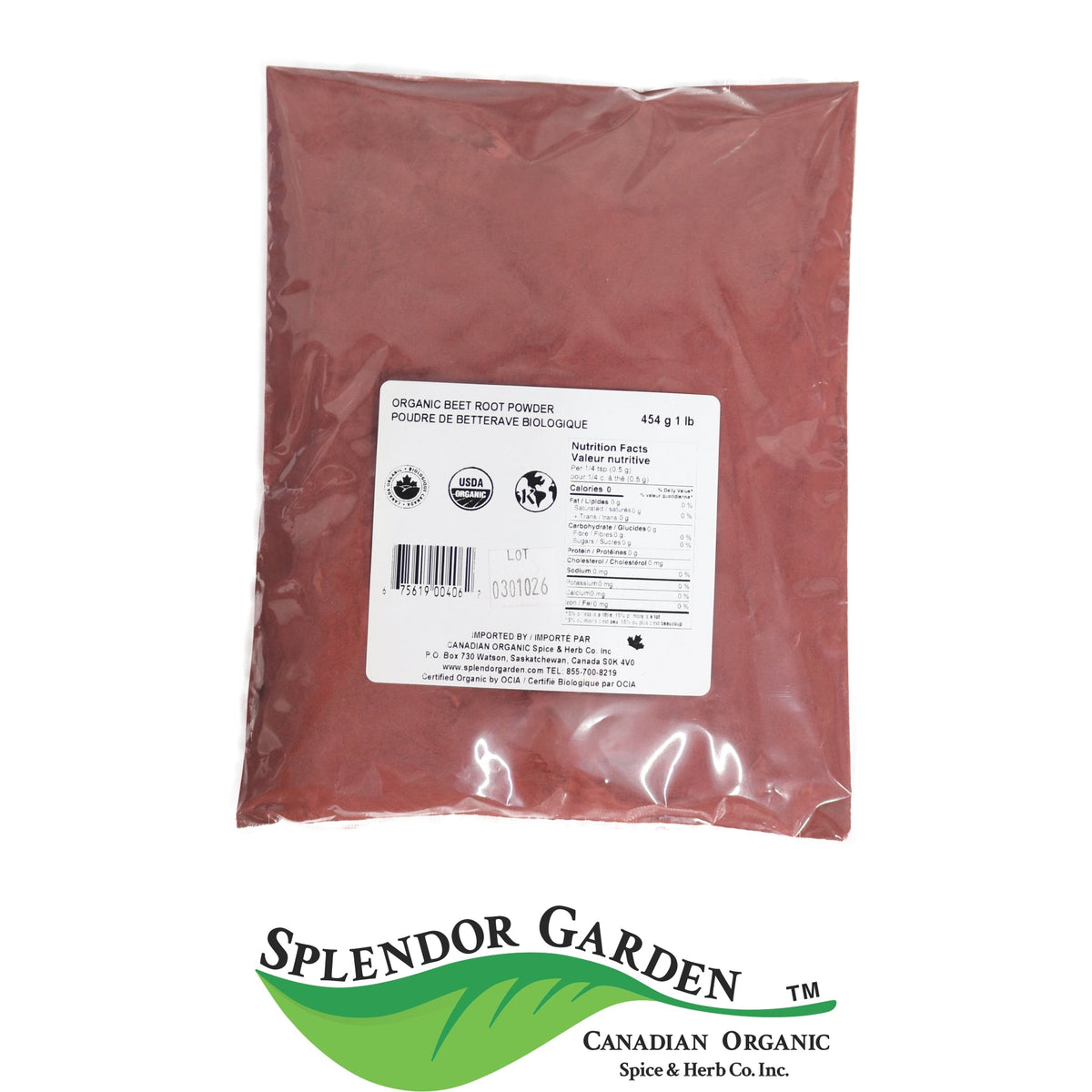 Splendor Garden Organic Beet Root Powder, 454g Bulk Bag