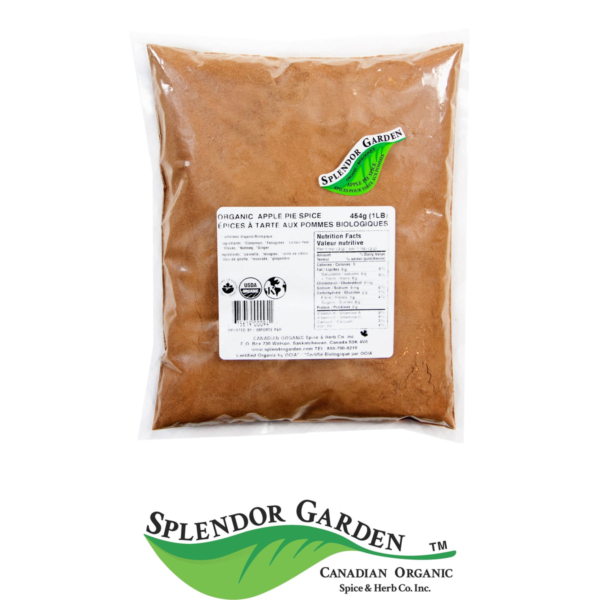Splendor Garden Organic Apple Pie Spice, 454g Bulk Bag