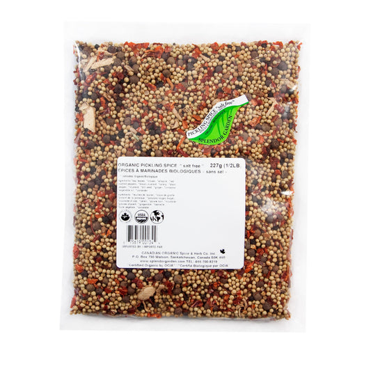 Splendor Garden Organic Pickling Spice, Salt-Free, Whole Blend, 227g Bulk Bag