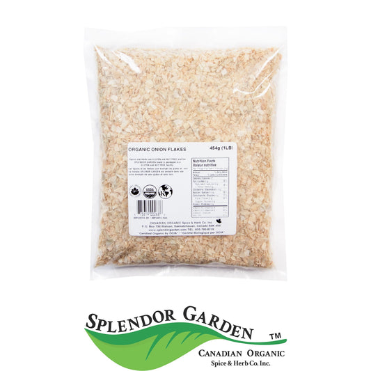 Splendor Garden Organic Onion Flakes, Dried, 454g Bulk Bag