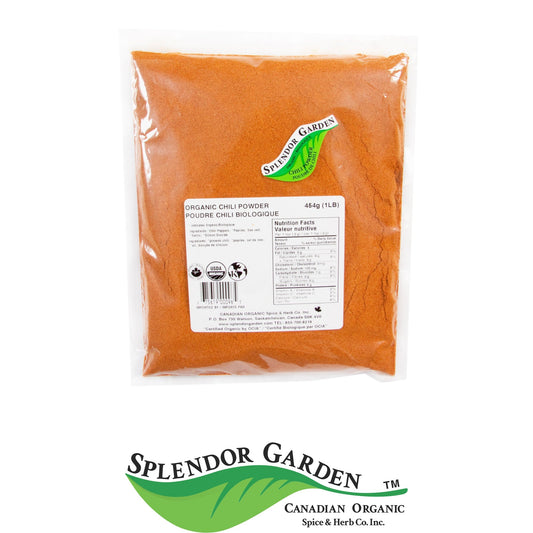 Splendor Garden Organic Chili Powder, Seasoning Blend, 454g Bulk Bag