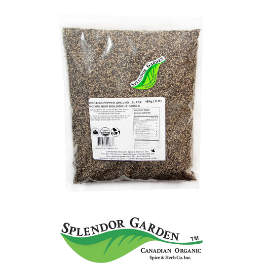 Splendor Garden Organic Black Pepper, Coarse Ground, 454g Bulk Bag