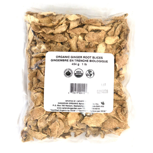 Splendor Garden Organic Ginger Root, Dried Slices, 454g Bulk Bag