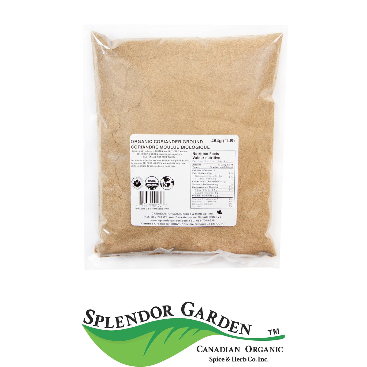 Splendor Garden Organic Coriander, Ground, 454g Bulk Bag
