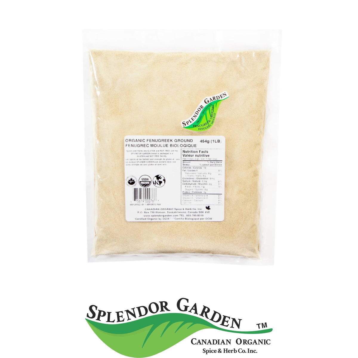 Splendor Garden Organic Fenugreek, Ground, 454g Bulk Bag