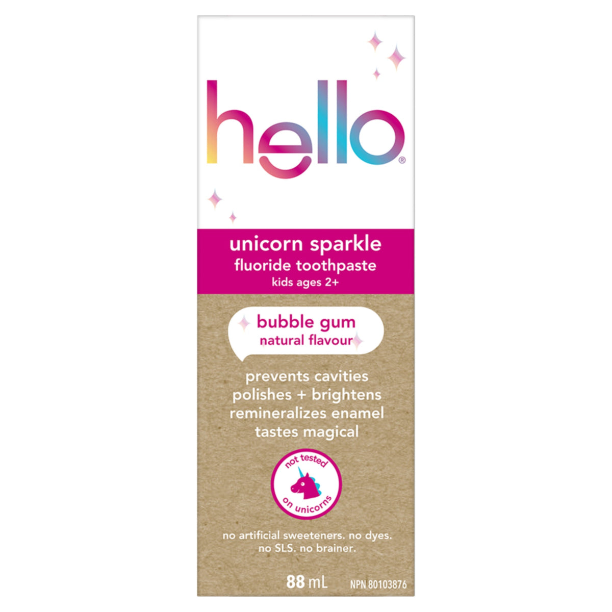 Hello Kids Toothpaste, Unicorn Sparkle (Fluoride)