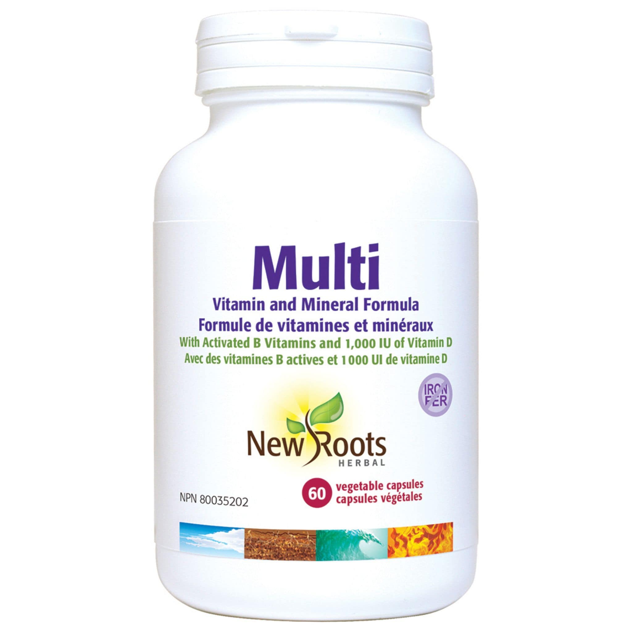 New Roots Multivitamin and Mineral, Iron-Free, with Activated B Vitami