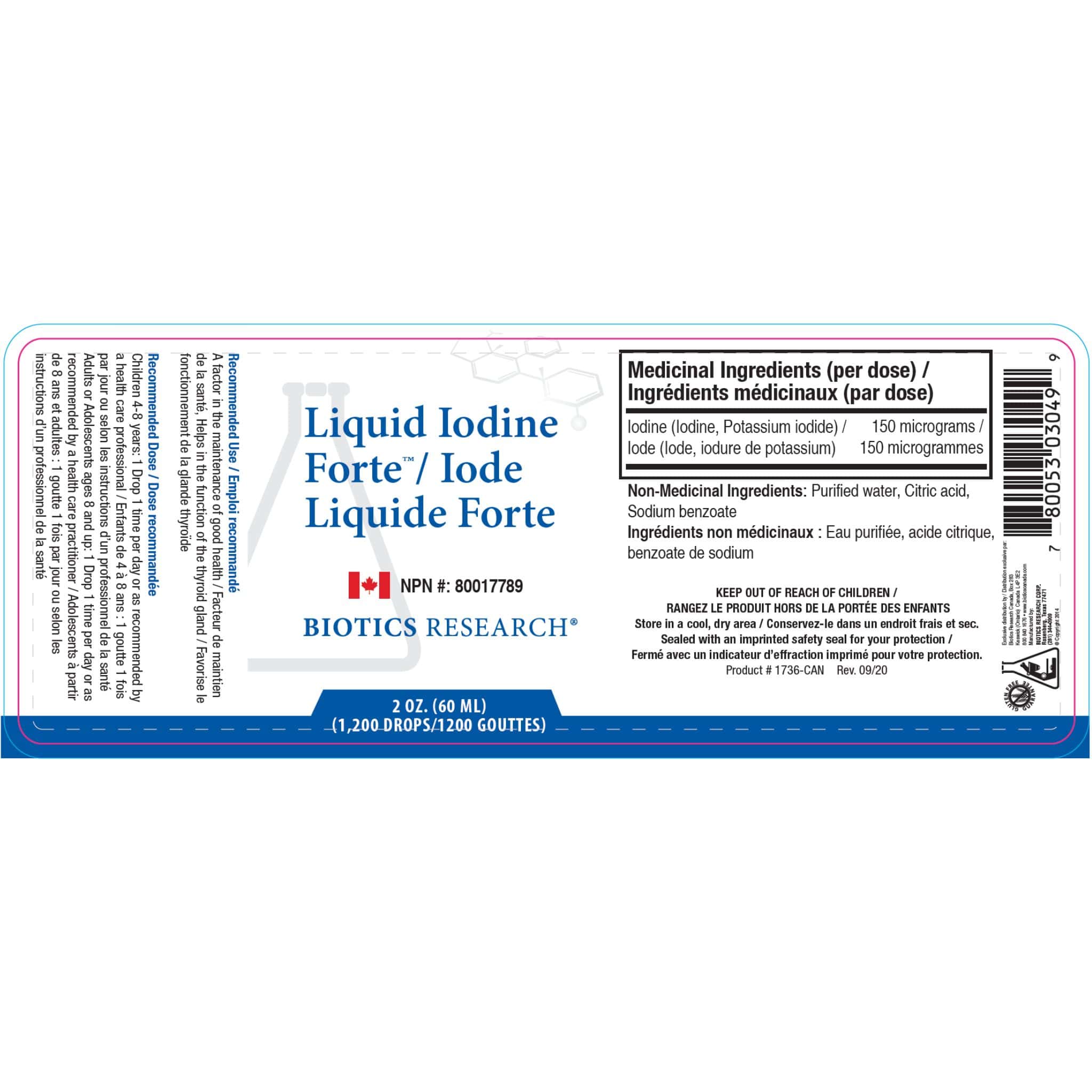 Biotics Research Liquid Iodine Forte 150mcg, 60ml