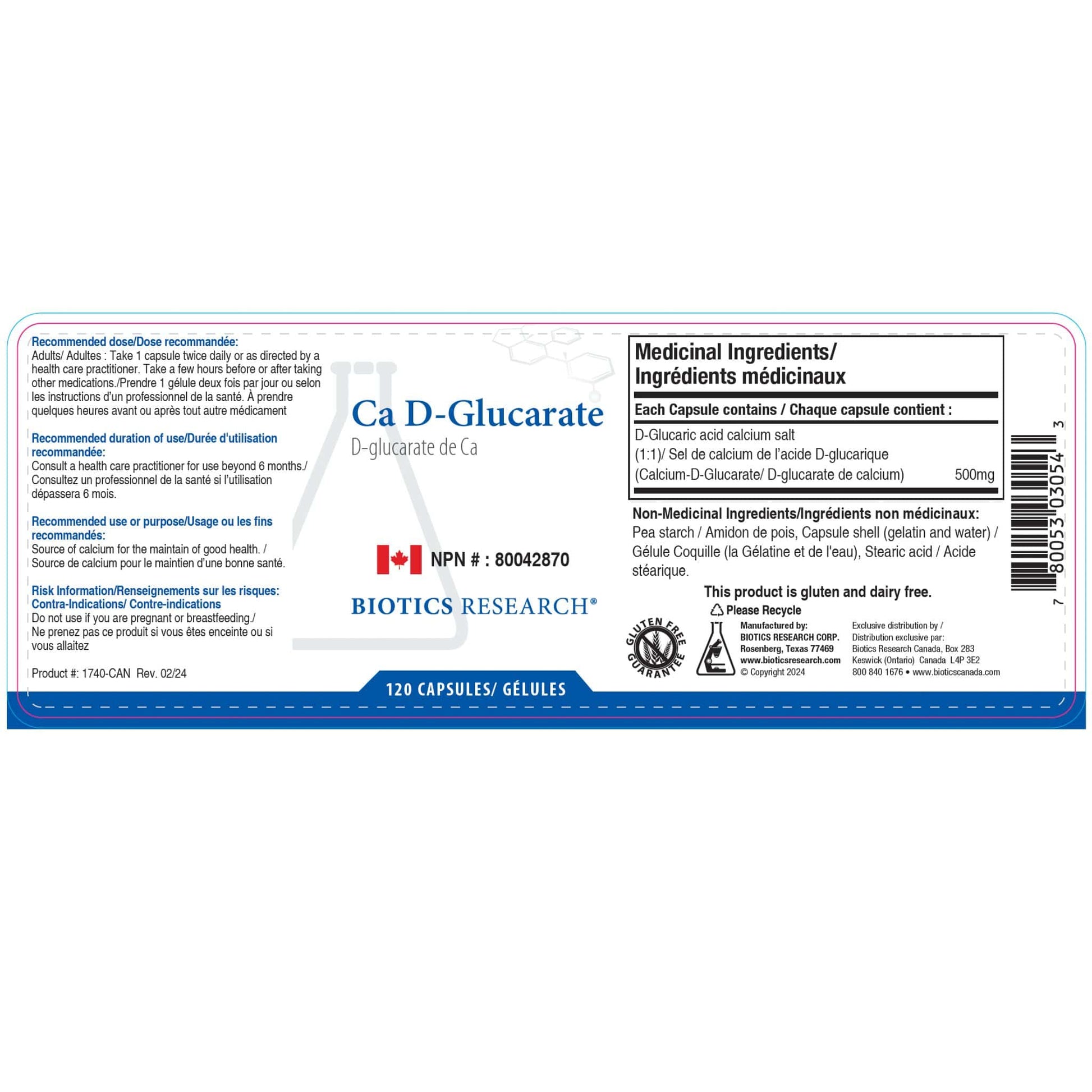 120 Capsules | Biotics Research Ca D-Glucarate