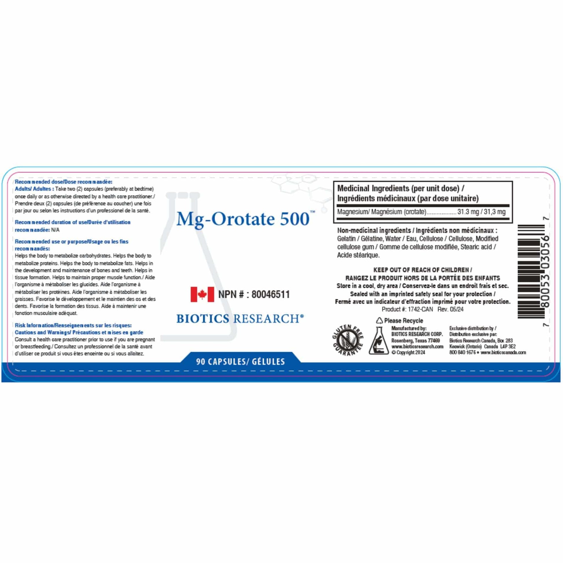 90 Capsules | Biotics Research Mg-Orotate 500