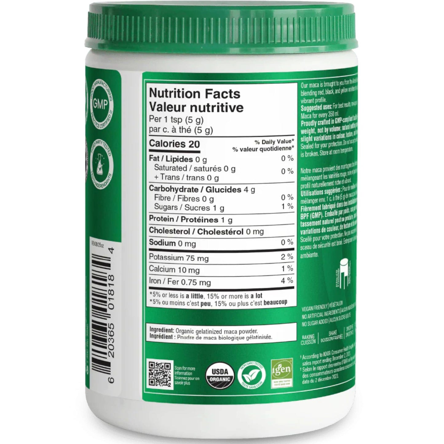 Unflavoured, 400g | Organika Organic Maca Powder