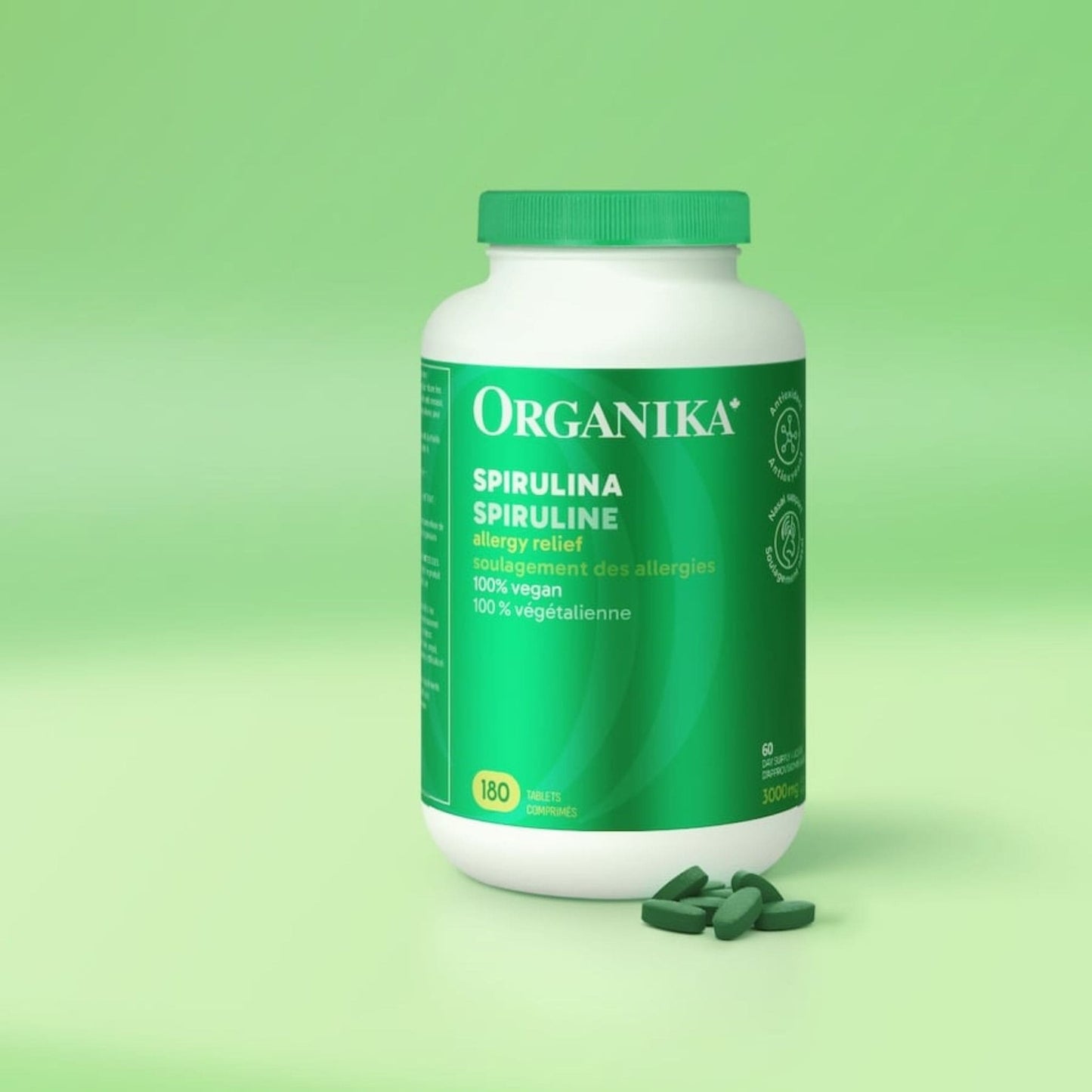180 Tablets | Organika Spirulina 3000 mg