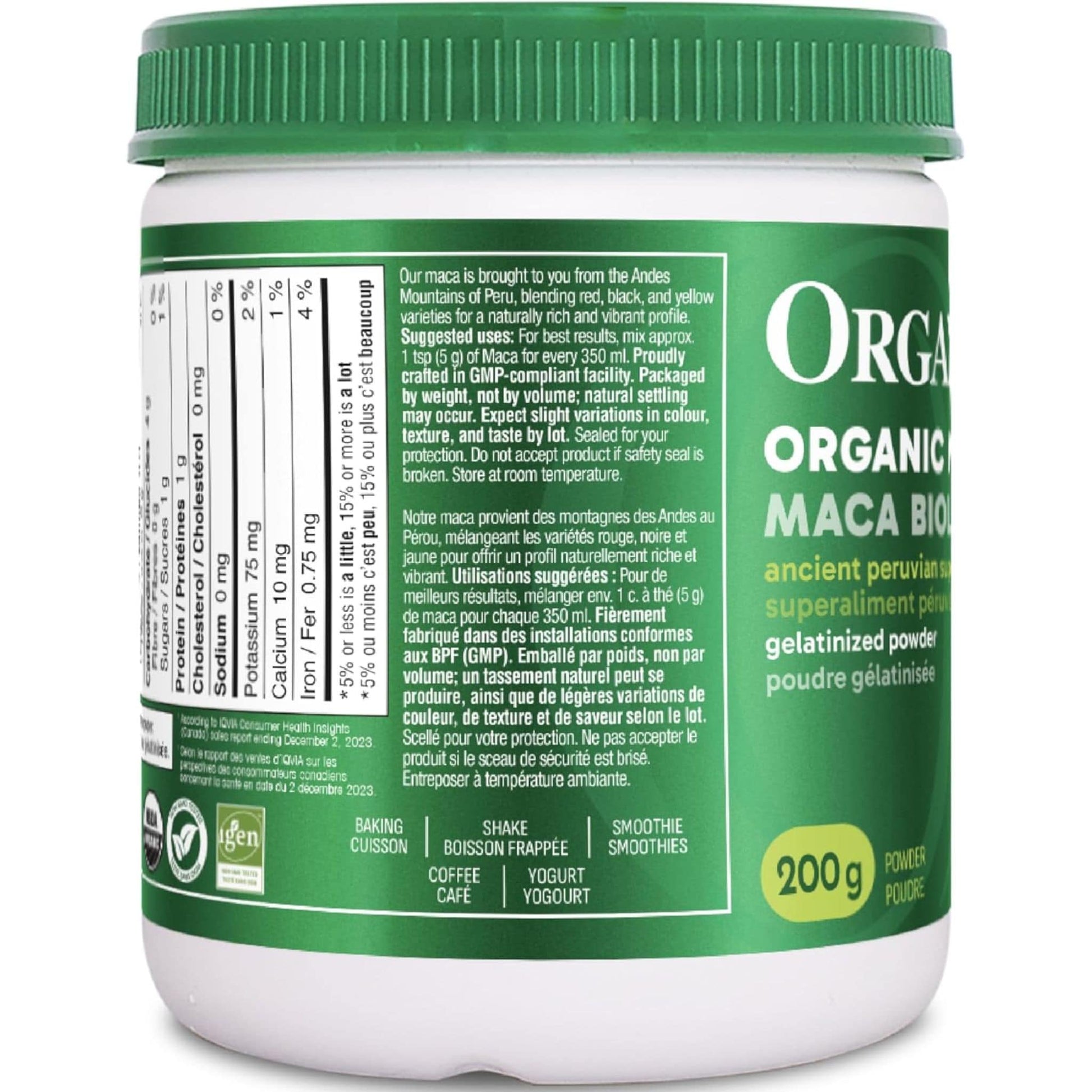 Unflavoured, 200g | Organika Organic Maca Powder