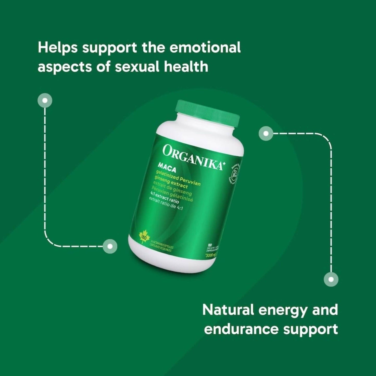 180 Vegetarian Capsules | Organika MACA 3000 mg