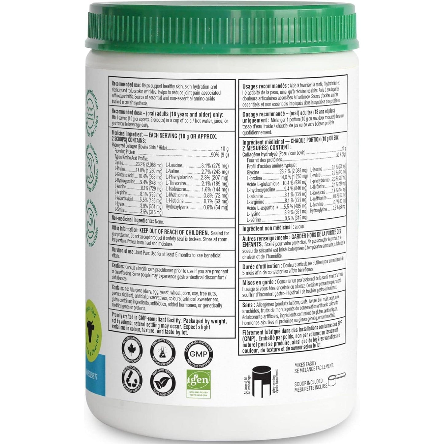 Organika Enhanced Collagen Powder (100% flavourless hydrolyzed collagen peptides), 250-500g