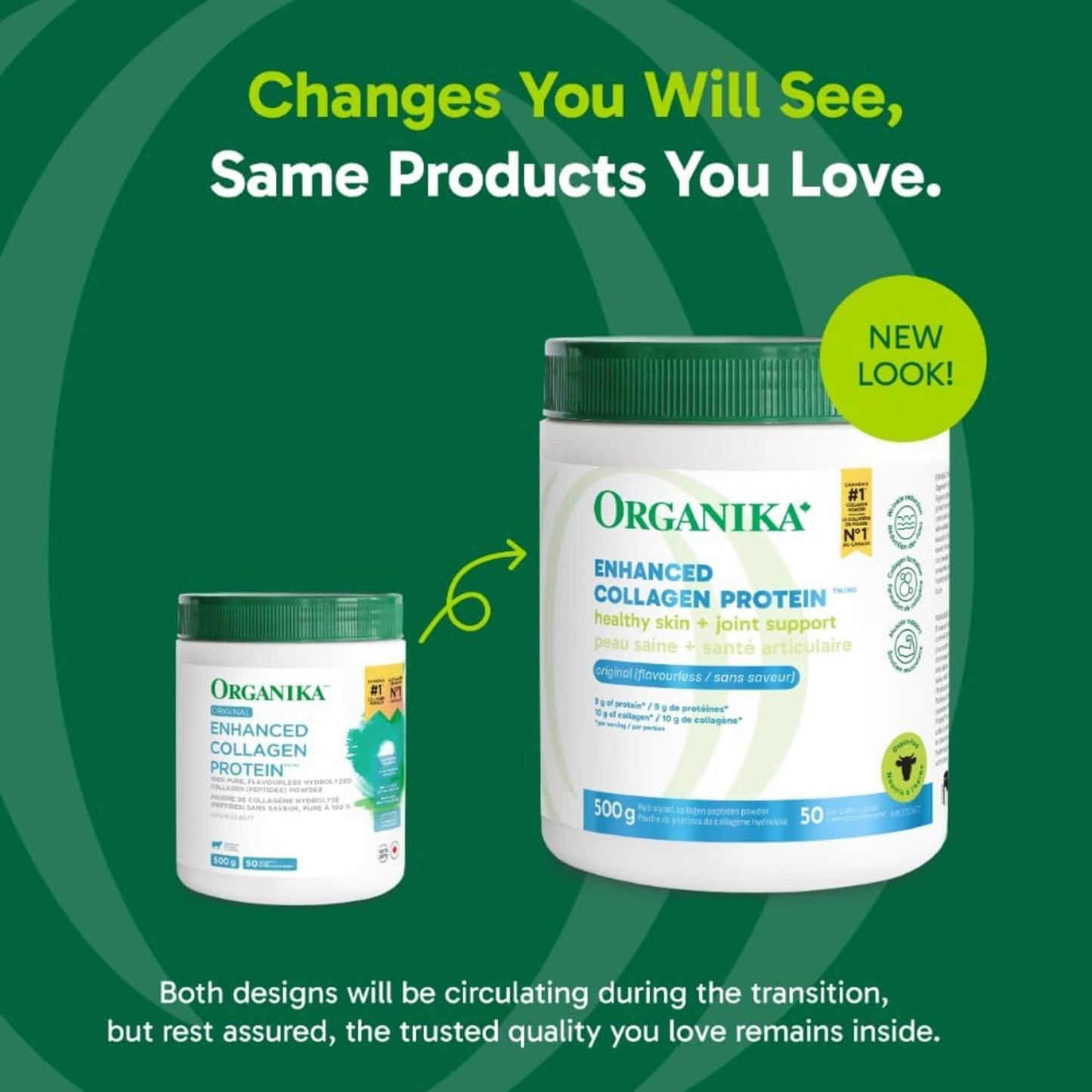 Organika Enhanced Collagen Powder (100% flavourless hydrolyzed collagen peptides), 250-500g