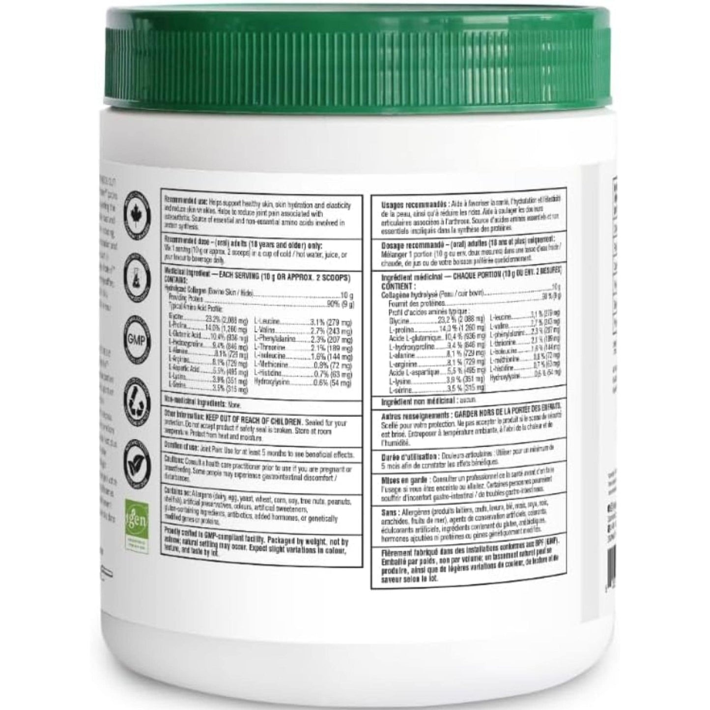 Organika Enhanced Collagen Powder (100% flavourless hydrolyzed collagen peptides), 250-500g