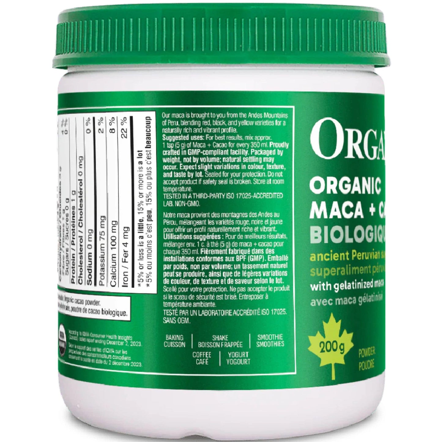 200g | Organika Organic Maca + Cacao Powder
