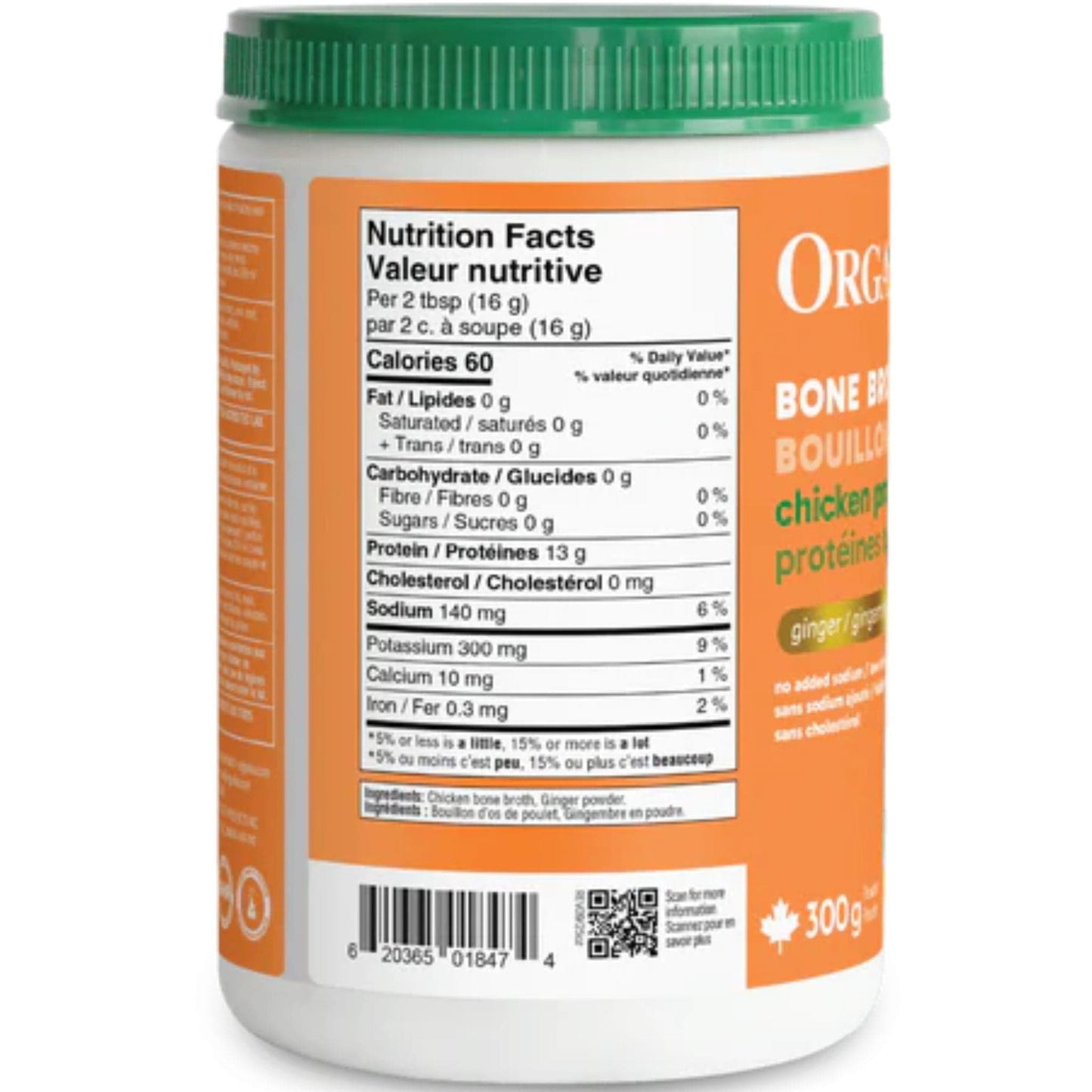 Ginger Flavour, 300g | Organika Bone Broth Protein Powder