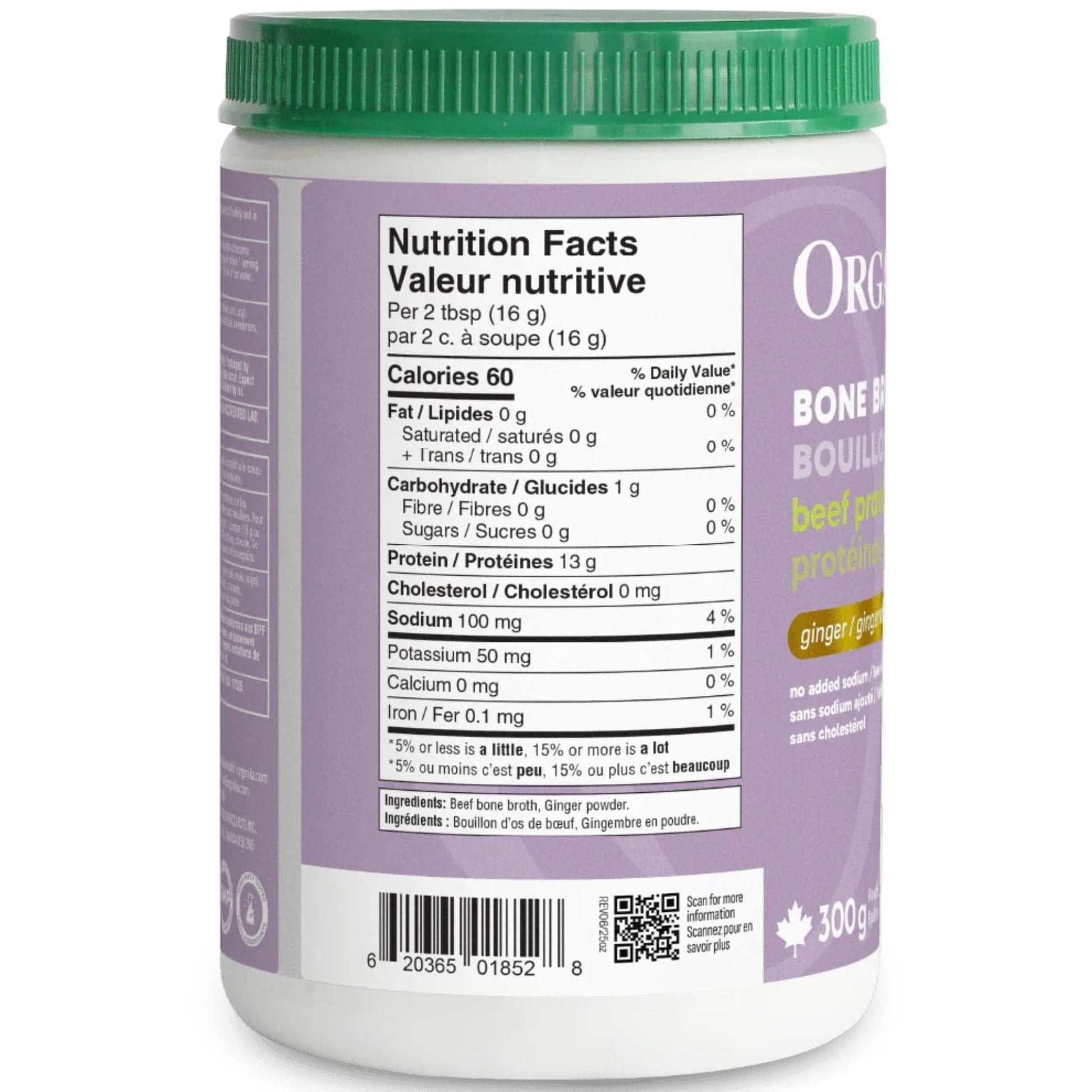 Ginger Flavour, 300g | Organika Bone Broth Protein Powder