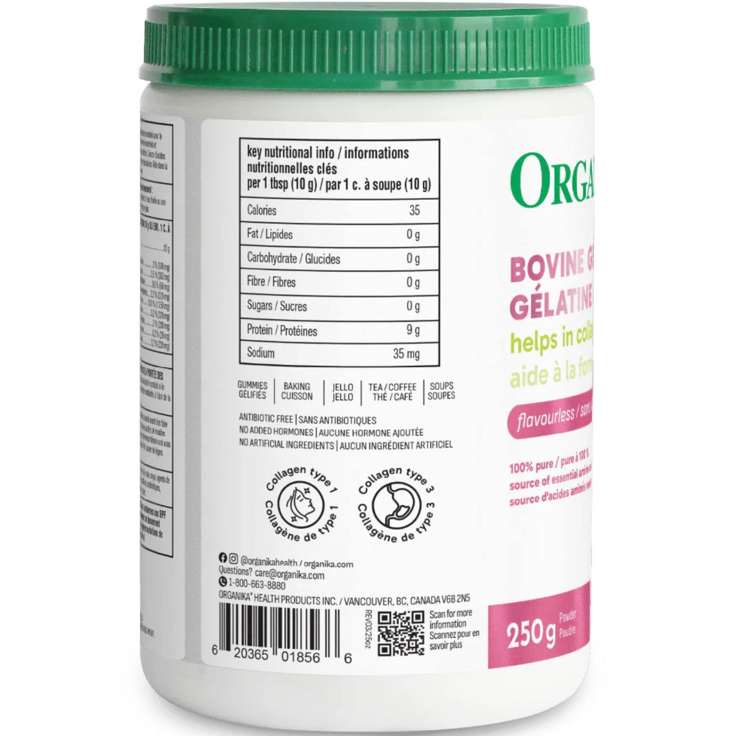 Flavourless, 250g | Organika Bovine Gelatin Powder