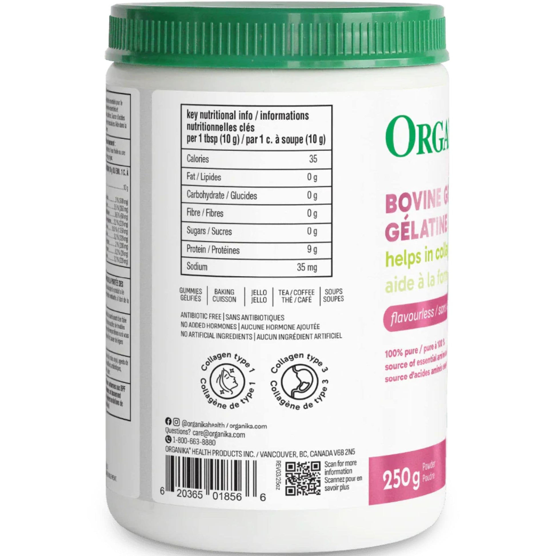 Flavourless, 250g | Organika Bovine Gelatin Powder
