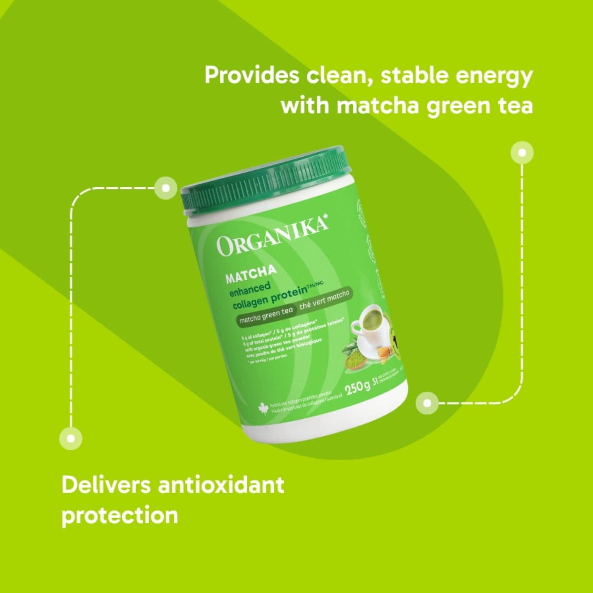 Matcha Green Tea Flavour, 250g | Organika Enhanced Collagen Protein Powder