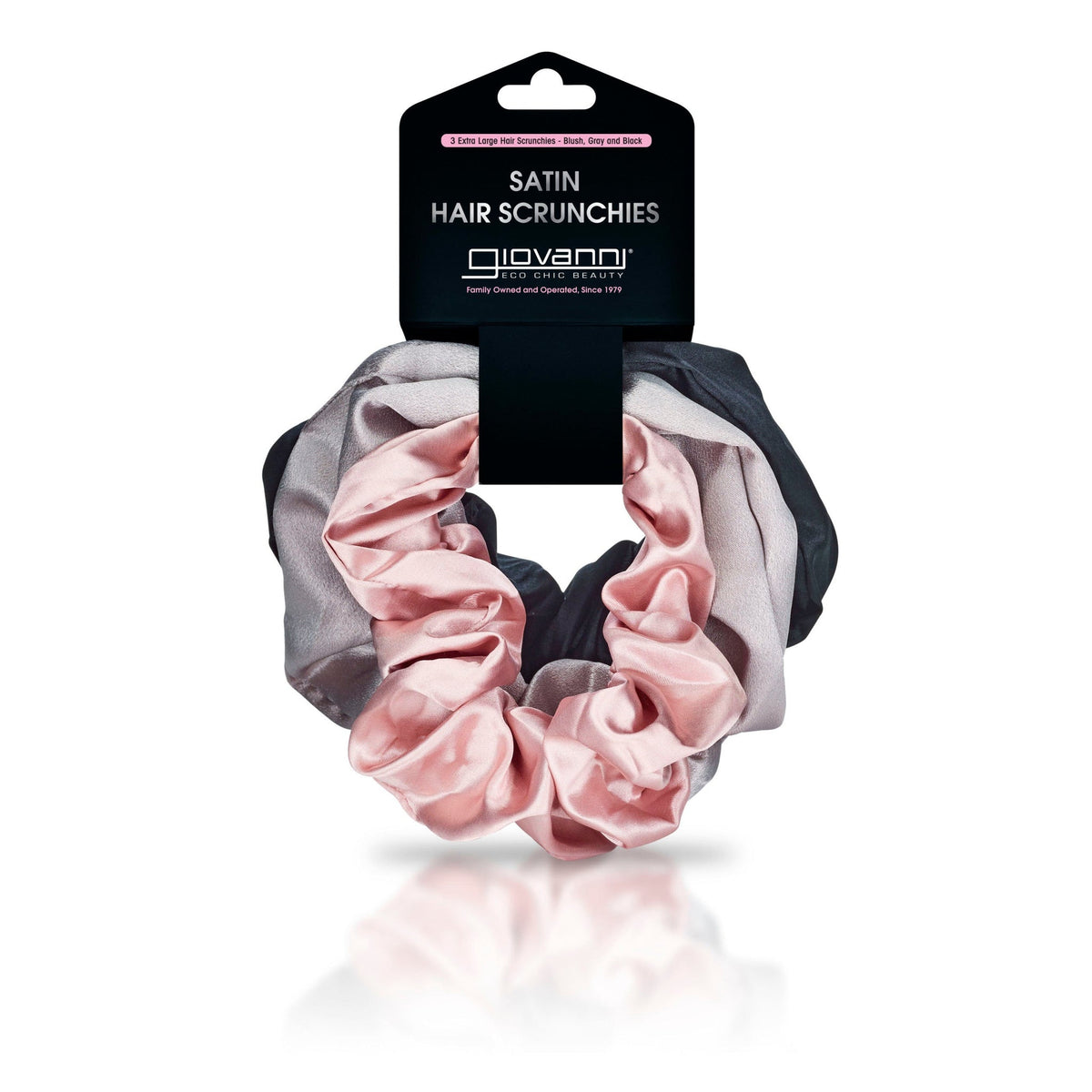 Giovanni Satin Extra Large Hair Scrunchies, 3 Pack