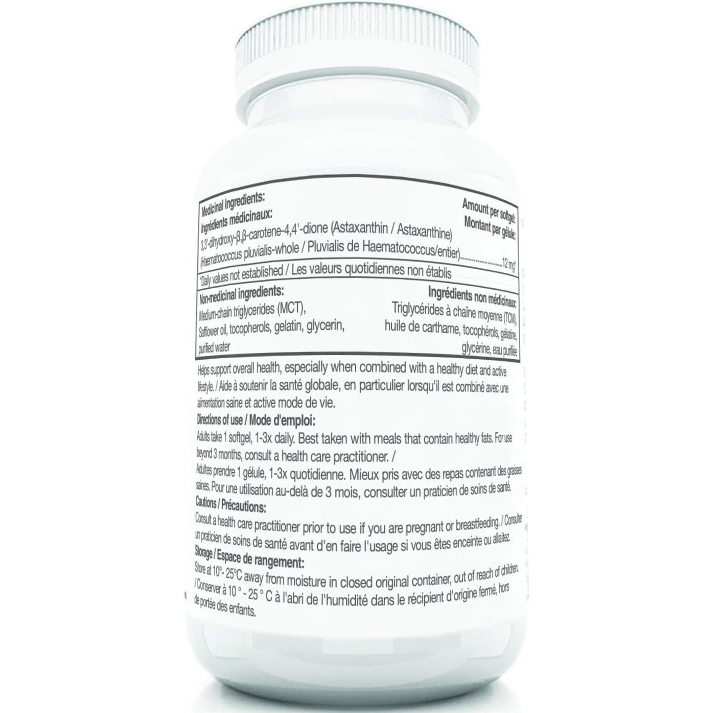 60 Softgels | Regenurex Astaxanthin with MCT oil back of the bottle