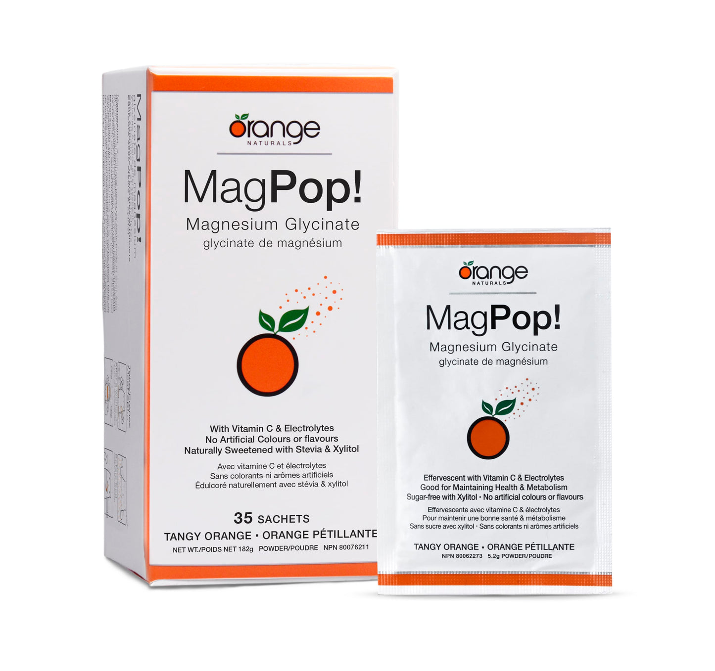 35 Packets | Orange Naturals MagPop! effervescent drink mix tangy orange