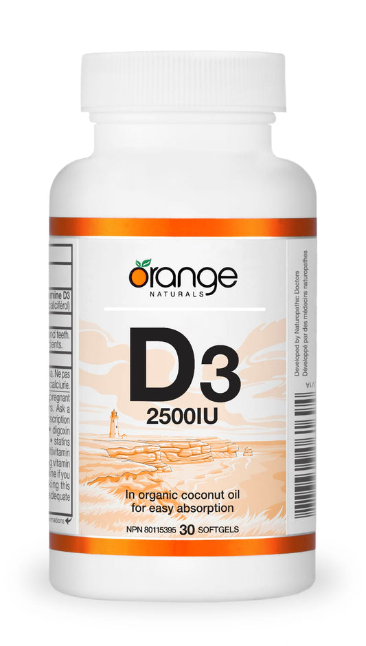 90 Softgels | Orange Naturals D3 2500IU 90 Softgels