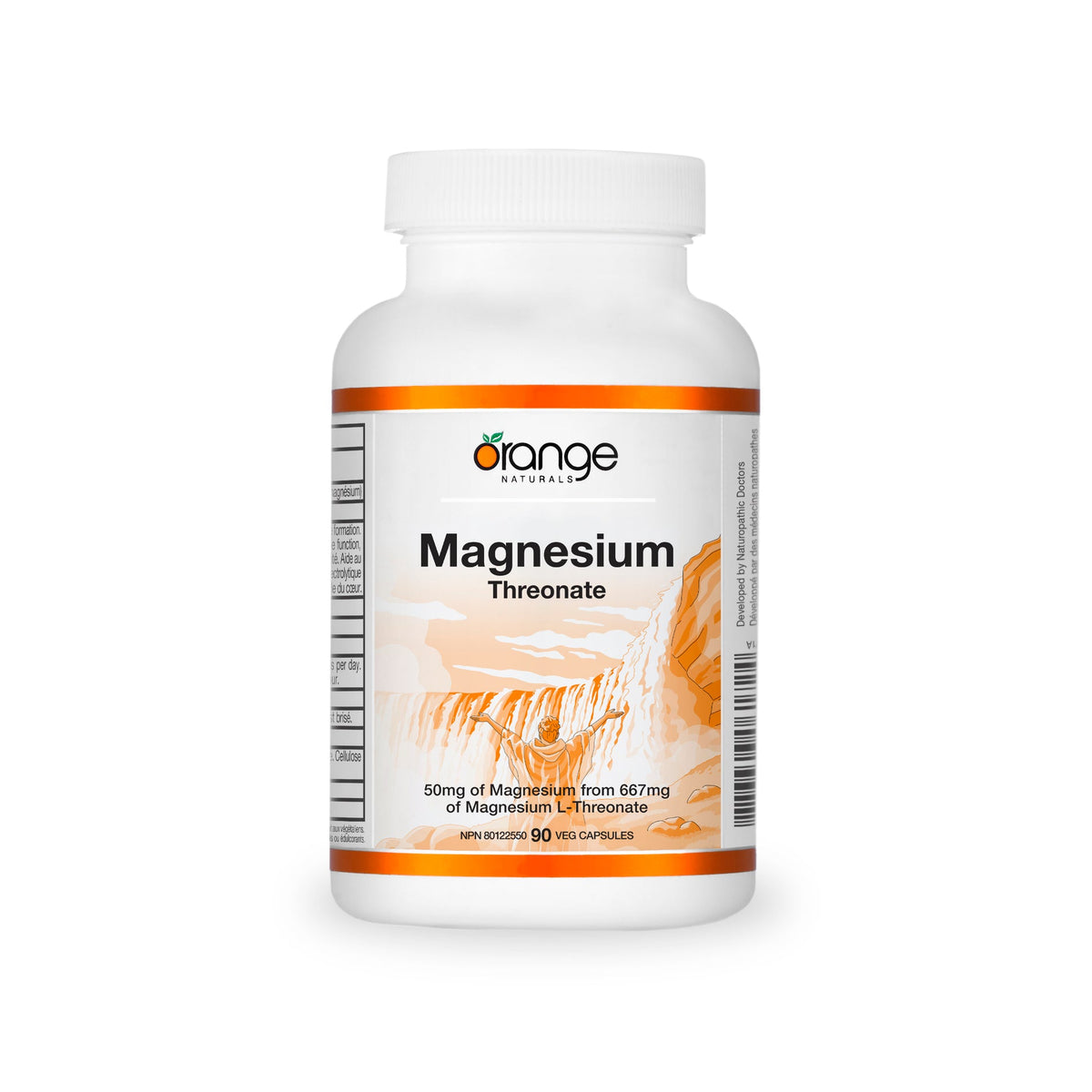 Orange Naturals Magnesium L-Threonate 50mg, 90 Vegetable Capsules